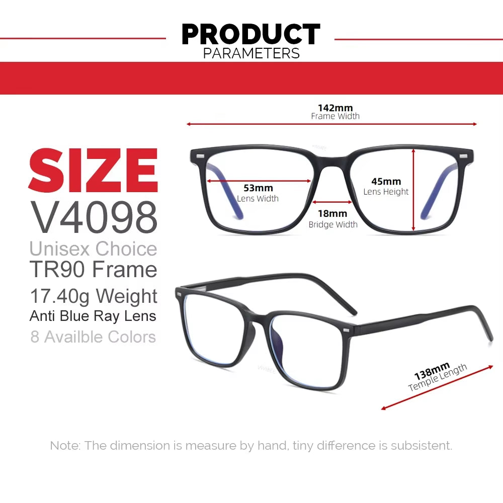 2025 Square Blue Light Blocking Glasses Men TR90 Light Frame anti Blue Ray Eyeglasses Women Classic Computer Eyewear