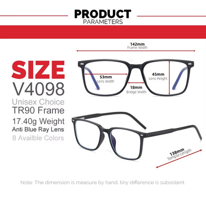 2025 Square Blue Light Blocking Glasses Men TR90 Light Frame anti Blue Ray Eyeglasses Women Classic Computer Eyewear